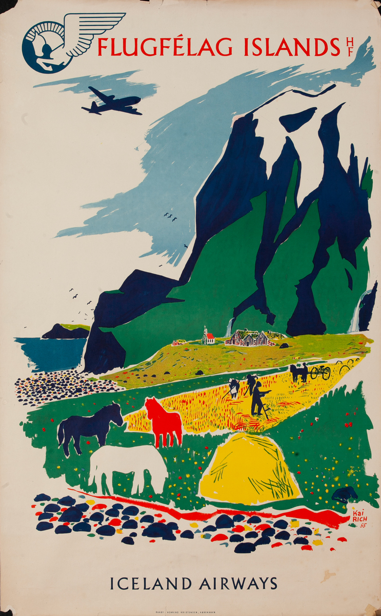 Iceland Airways Flugfelag Islands Travel Poster