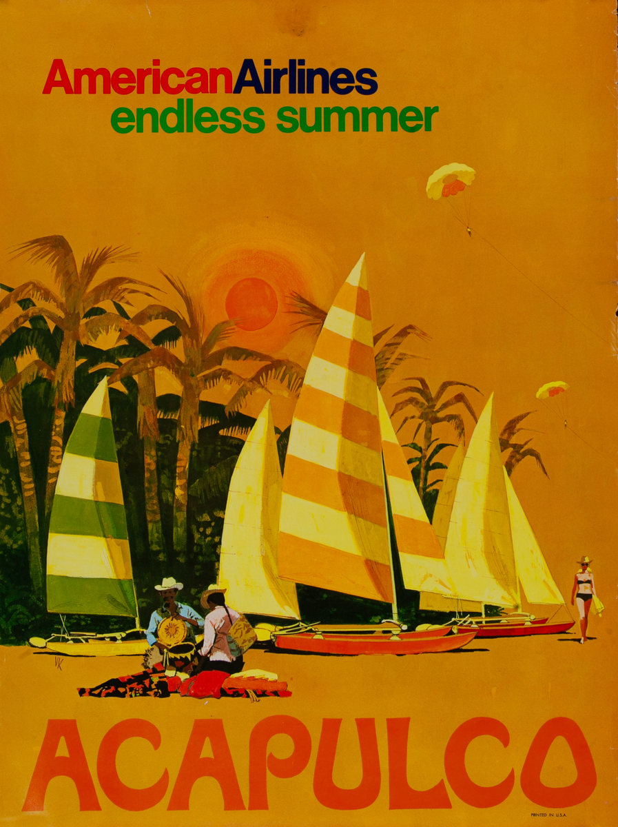 American Airlines Endless Summer Travel Poster Acapulco Small format