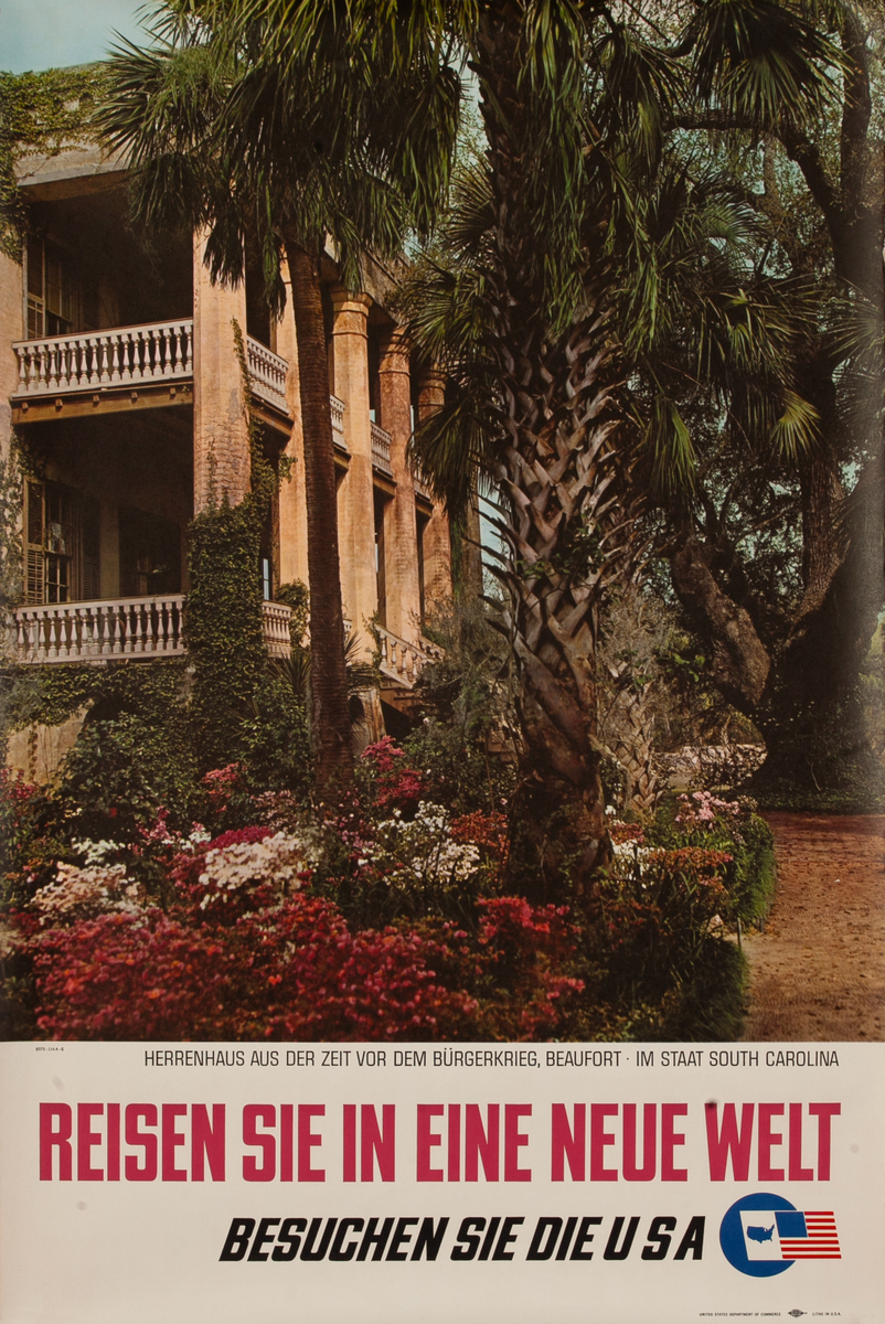 Travel to a New World - Visit The USA United States Deprartmen of Commerce Travel Poster Beaufort South Carolina