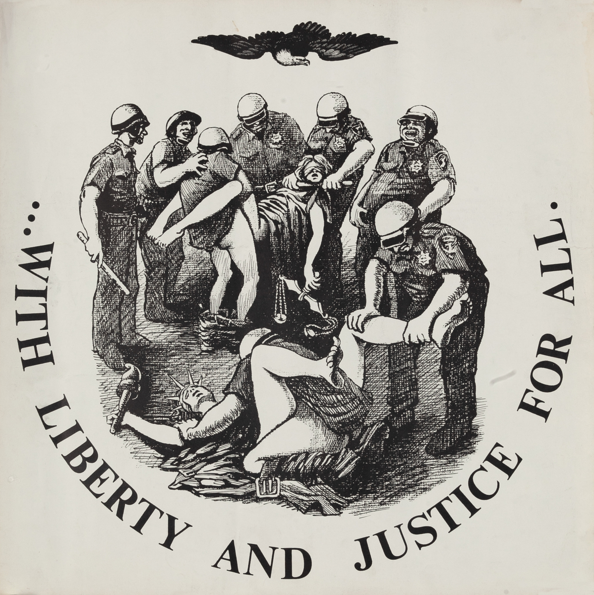 With Liberty and Justice for All anti-Police Protest Poster square