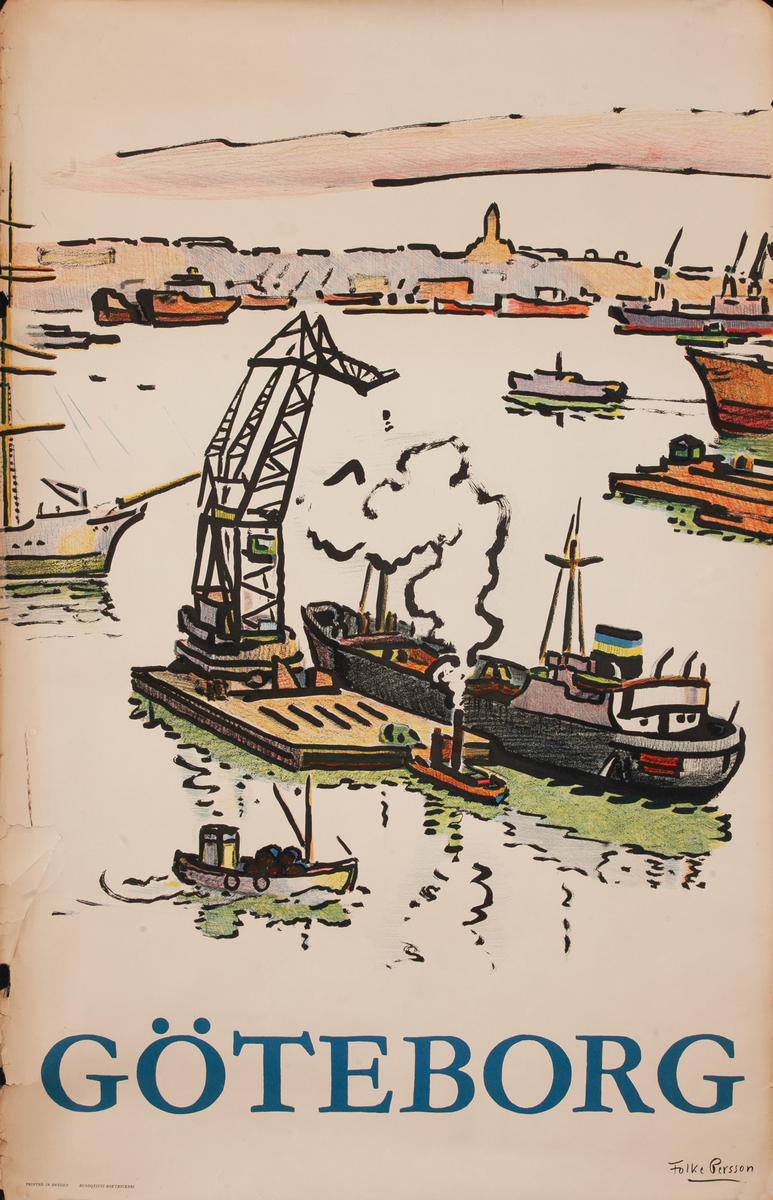 Goteborg (Gothenburg) Sweden Travel Poster Harbor