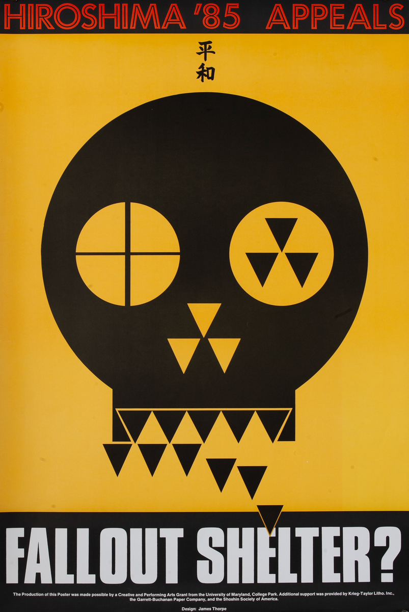 Hiroshima Japan Atomic Bomb 40th Anniversary Protest Poster Fallout Shelter