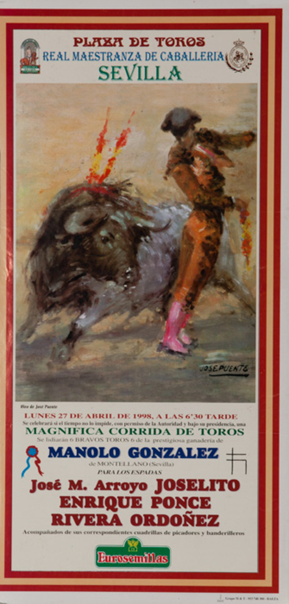 Sevilla Spain Original Spanish Bullfight Poster Manolo Gonzales