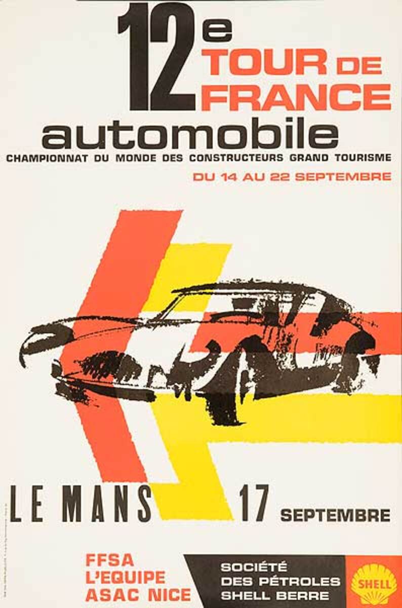 12th Tour De France Automobile Original Racing Poster