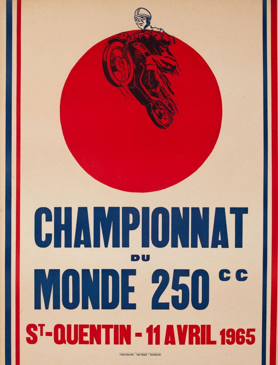 1965 Motorcycle 250 CC world Championship Original Motorcycle Racing Poster