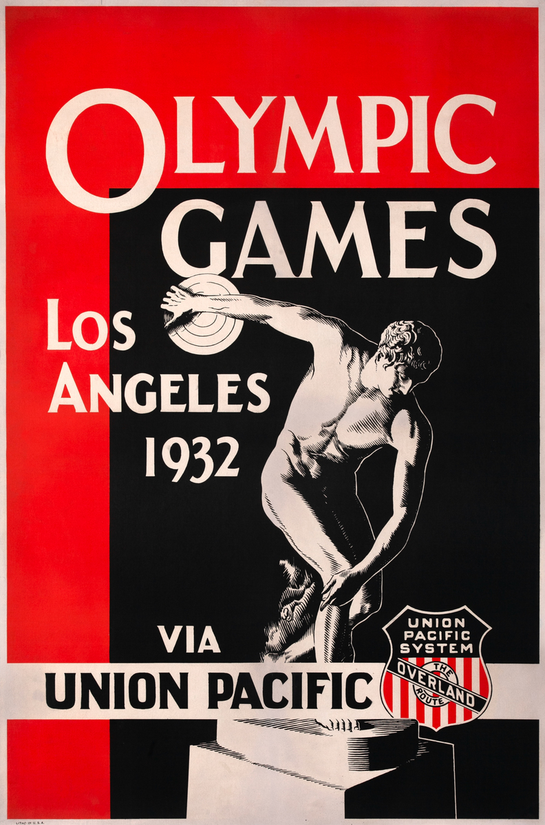 Olympic Games Los Angeles 1932 Via Union Pacific Original Travel Poster