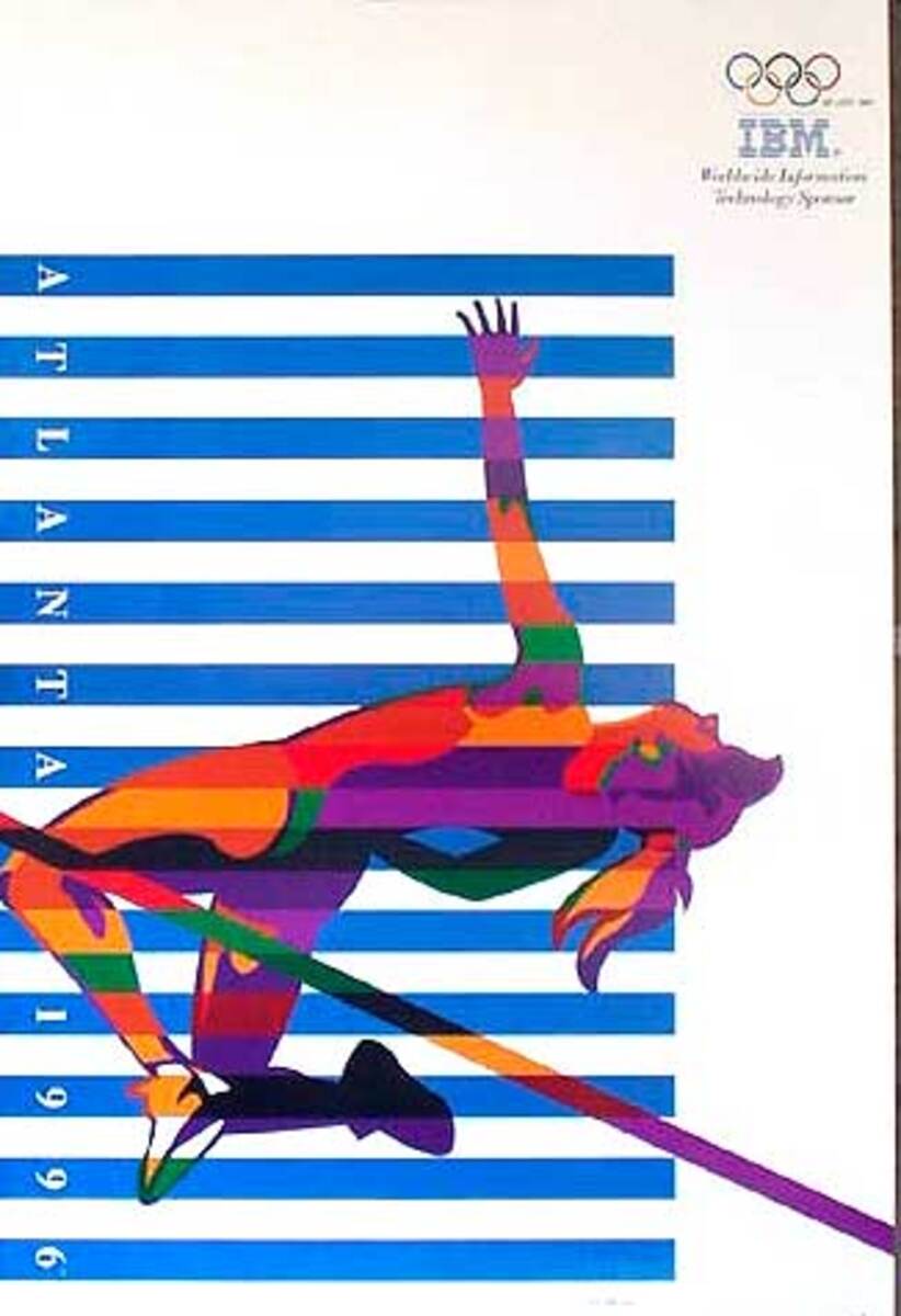 Original Vintage 1996 Atlanta Olympics Poster IBM High Jump