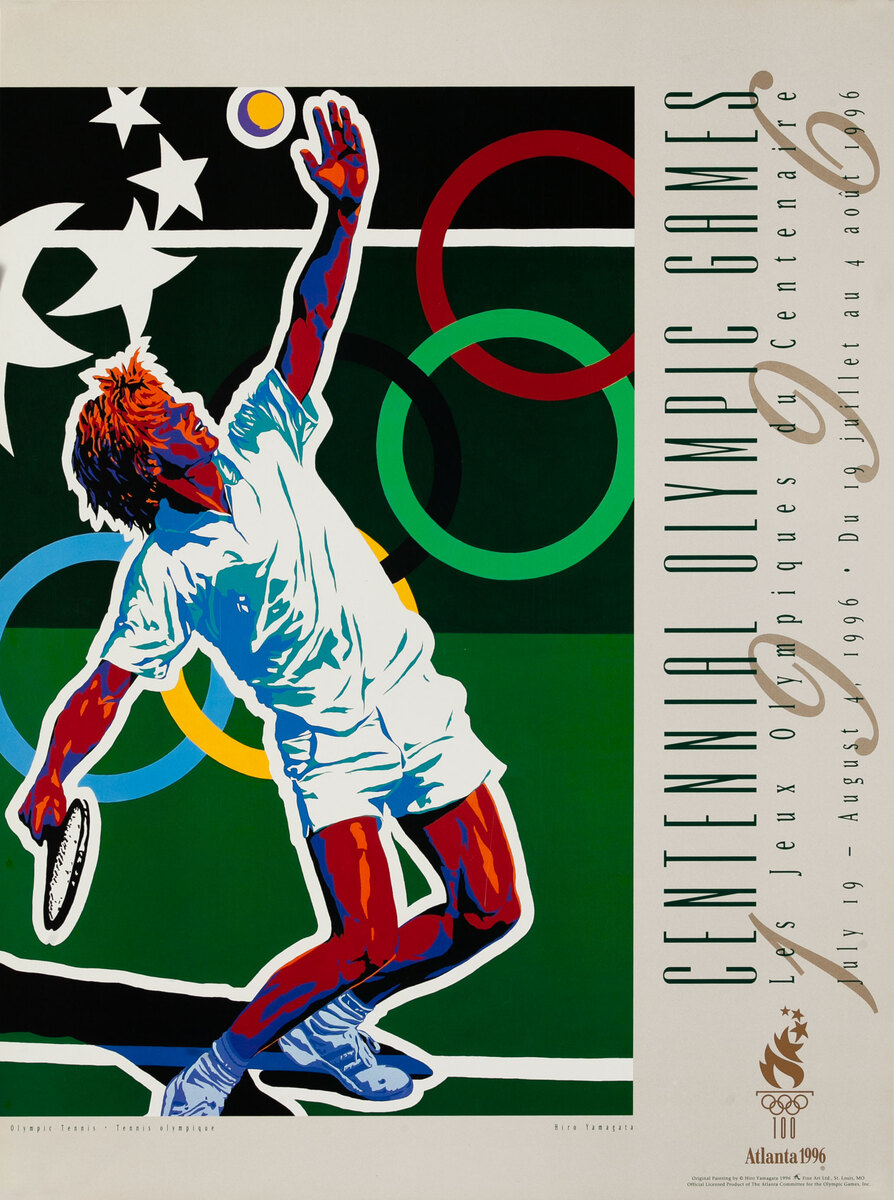 Original Vintage 1996 Atlanta Olympics Poster Tennis  (Yamagata)
