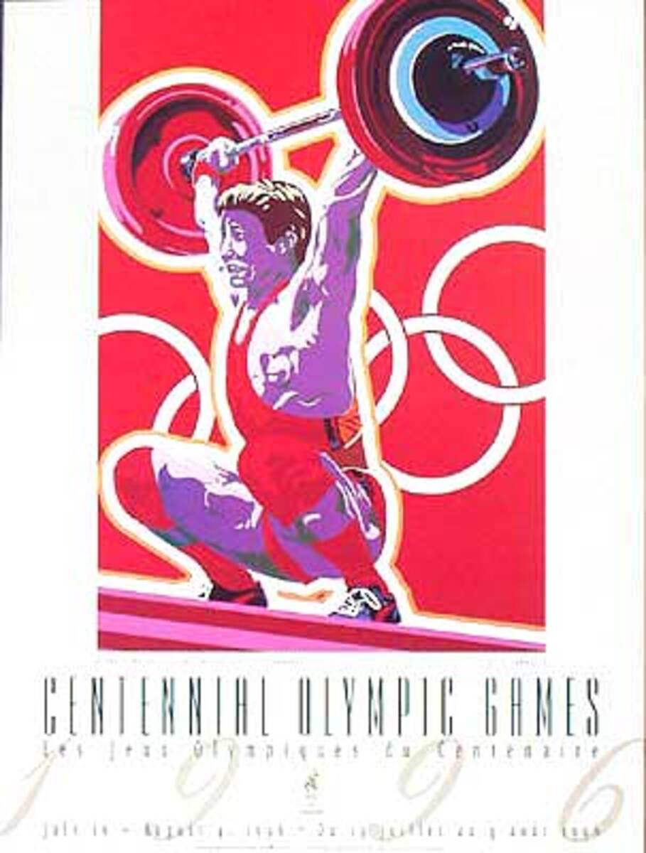 Original Vintage 1996 Atlanta Olympics Poster Weightlifting (Yamagata)