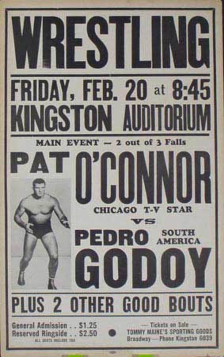 Pro Wrestling Original Poster Pat O'Connor vs Pedro Godoy  Plus 2 Other Good Bouts