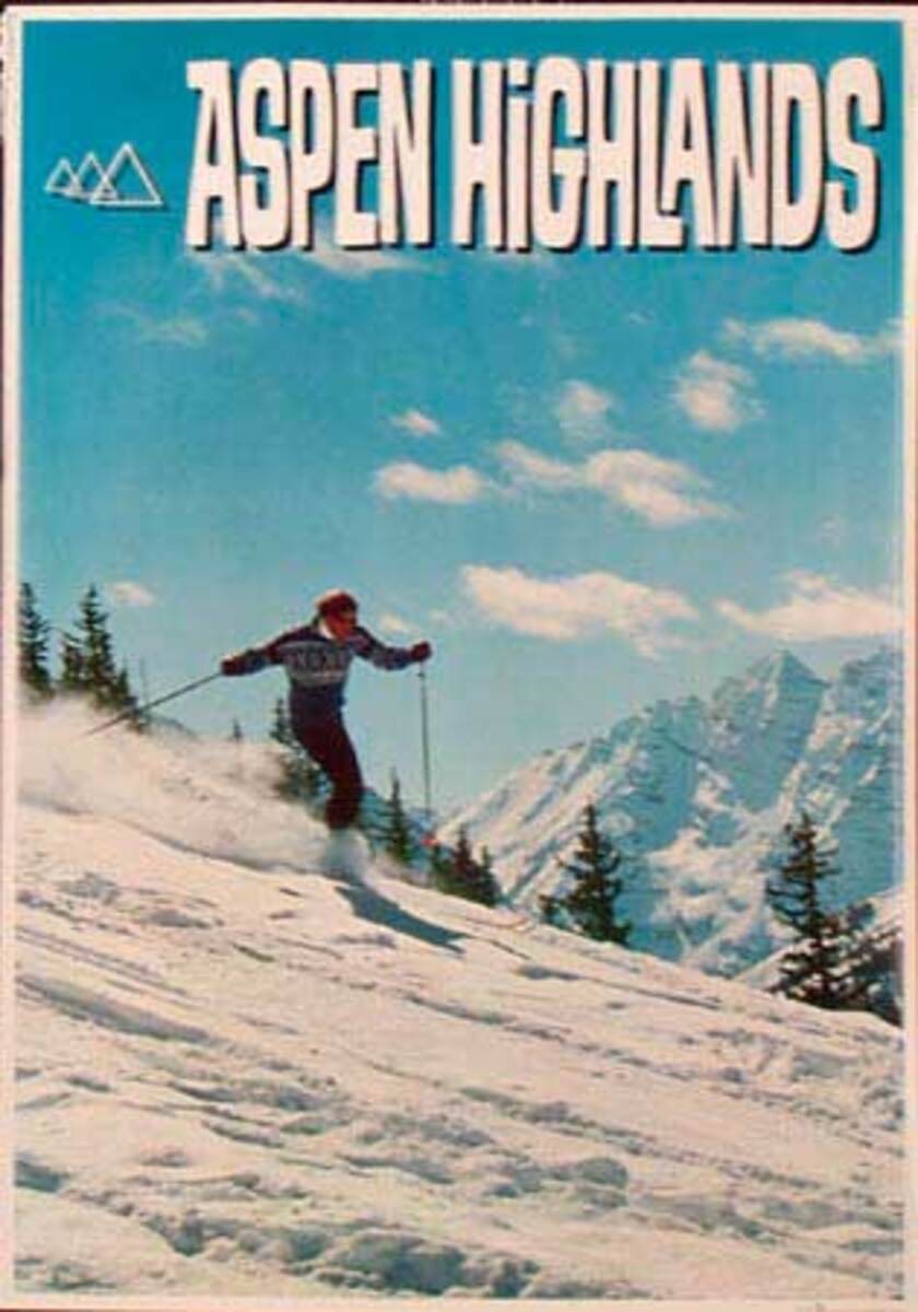 Aspen Highlands Original Vintage Ski Poster