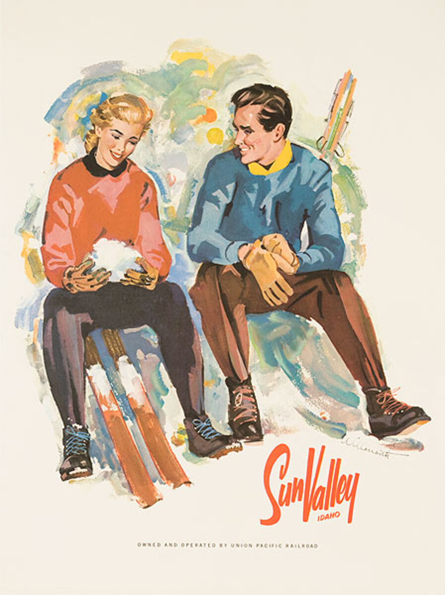 Sun Valley Apres Ski Couple Original Union Pacific Railway Poster