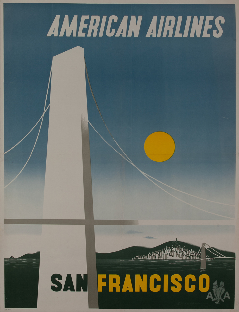 American Airlines San Francisco Travel Poster Kauffer