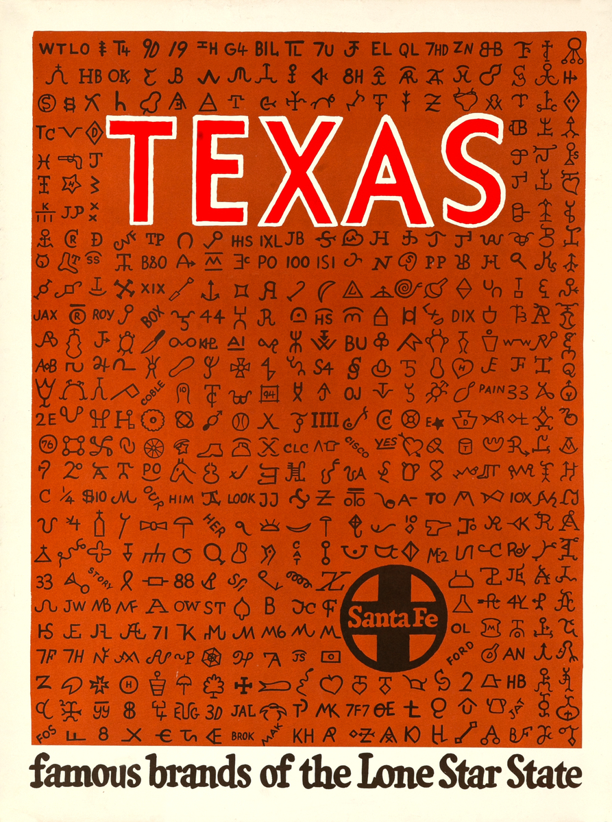 Texas Santa Fe Railroad Famous Brands of the Lone Star State Poster