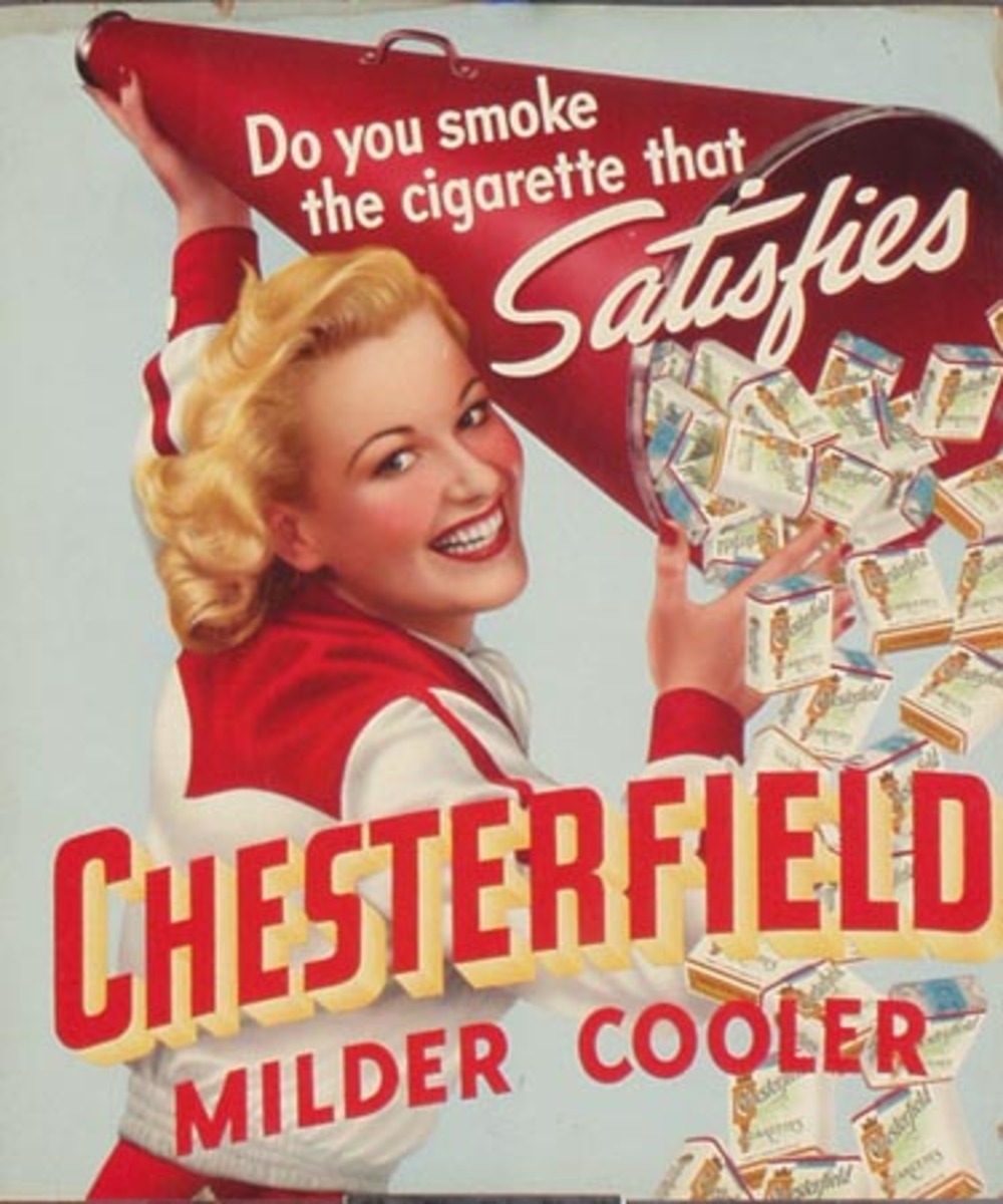 Original Chesterfield Cigarettes Advertising Poster, Cheerleader