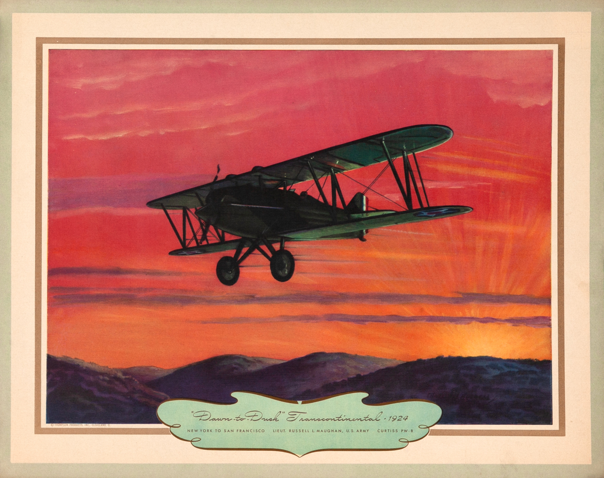 Vintgage Aviation Print  Dawn to Dusk Transcontinental 1924