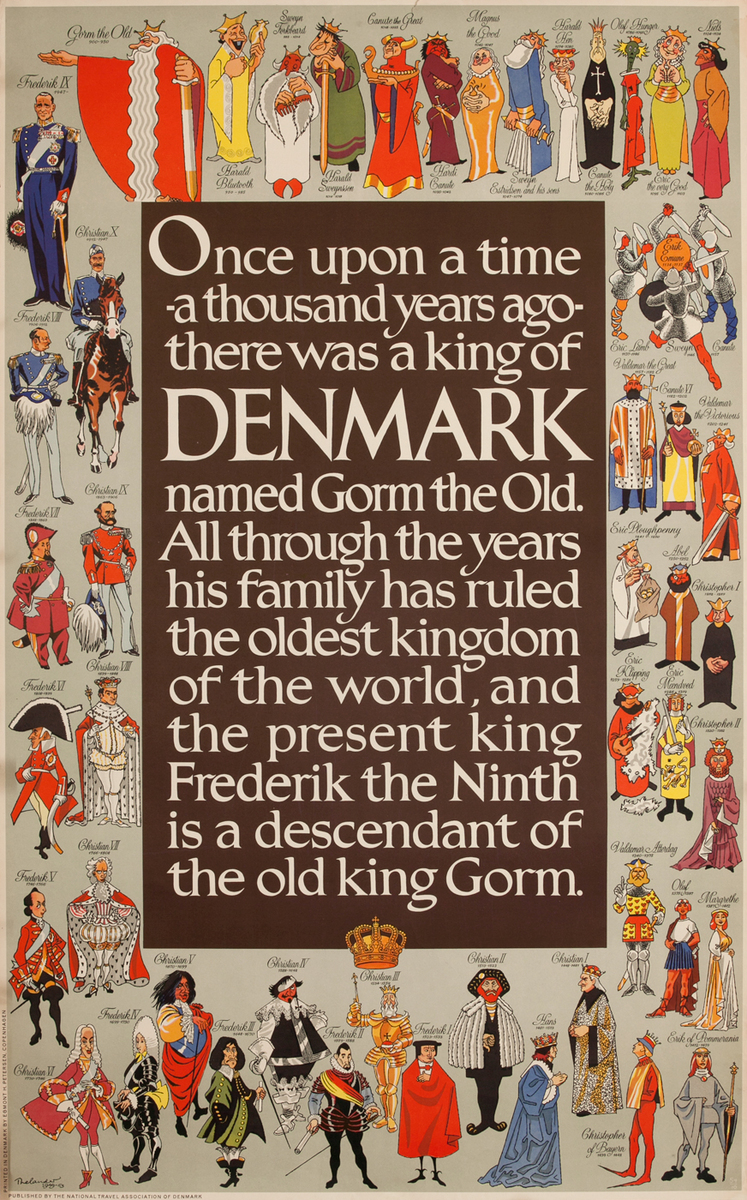 Denmark Costumes Original Vintage Travel Poster