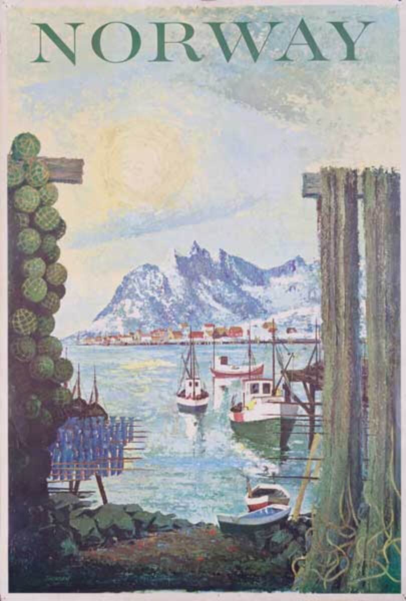 Norway Fishing Village Original Travel Poster