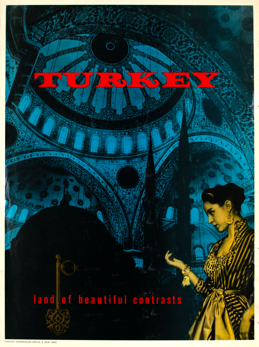 Turkey Original Travel Poster Land of Beautiful Contrasts