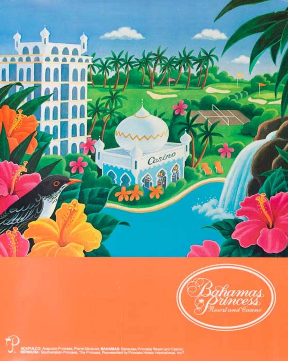 Bahama Princess Resort Original Travel Poster illustrated