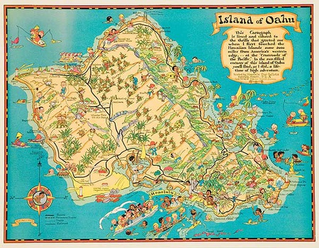 DP Vintage Posters - Island Of Maui Original [[Hawaii]]n Travel Map Poster