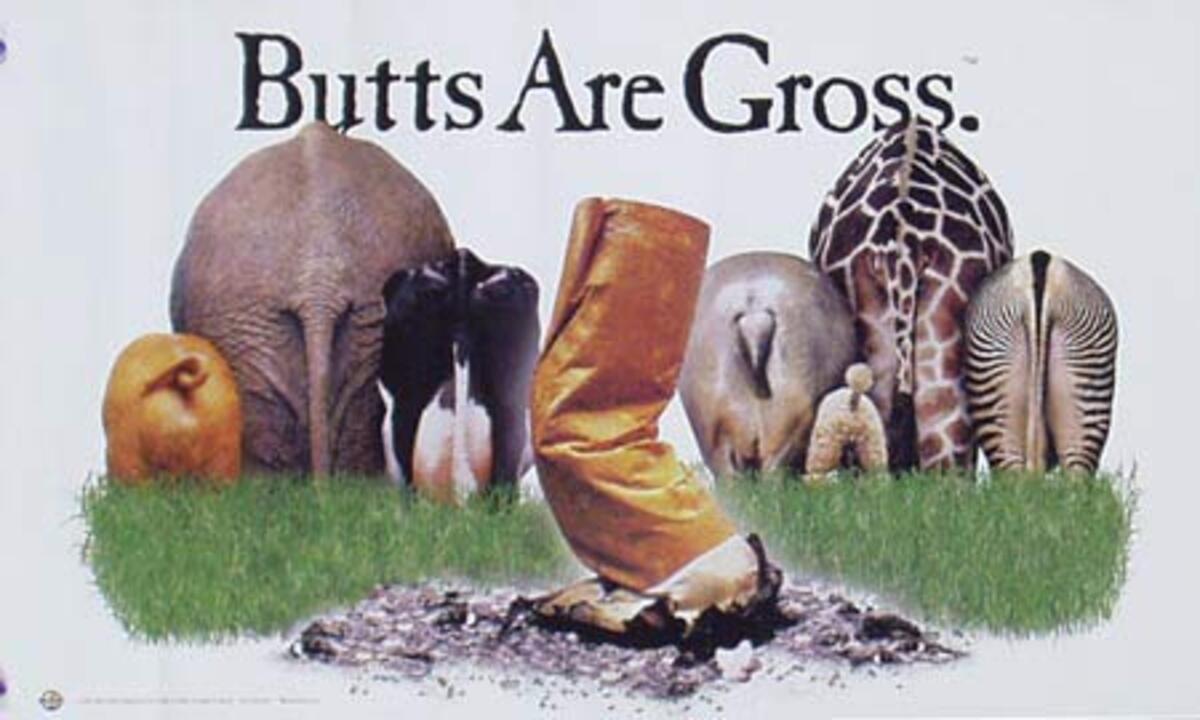 Butts Are Gross Anti Smoking Original Health Poster | David Pollack Vintage  Posters