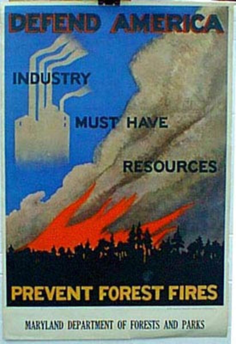 Original Vintage Defend America Fire Prevention Poster