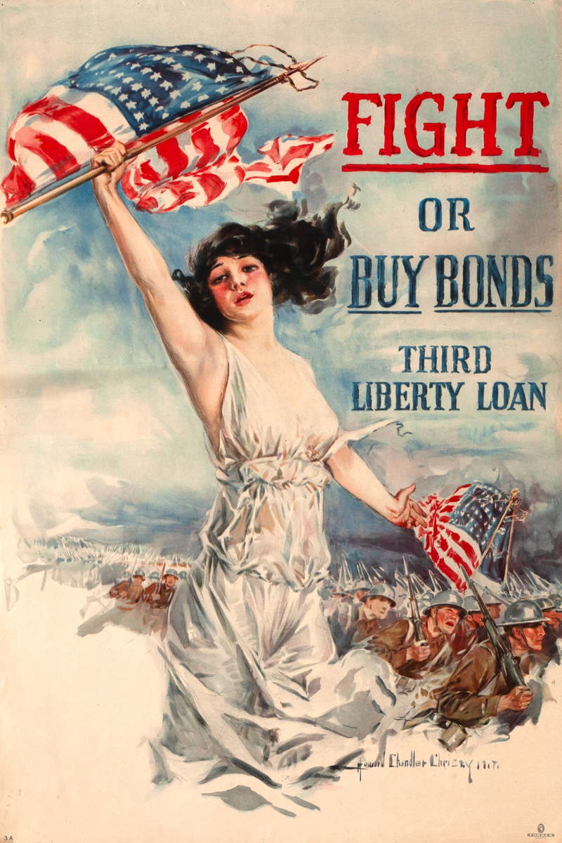 Fight Or Buy Bonds Original World War One Third Liberty Loan Bond Poster