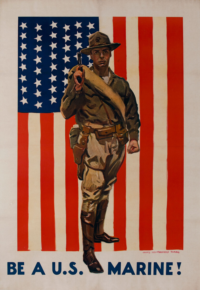 BE A U.S. MARINE!  Original World War One Recruiting Poster