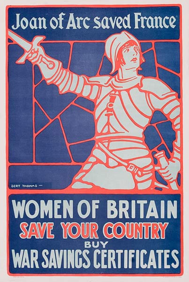 Joan of Arc Saved France Women of Britain Save Your Country Original British WWI Poster
