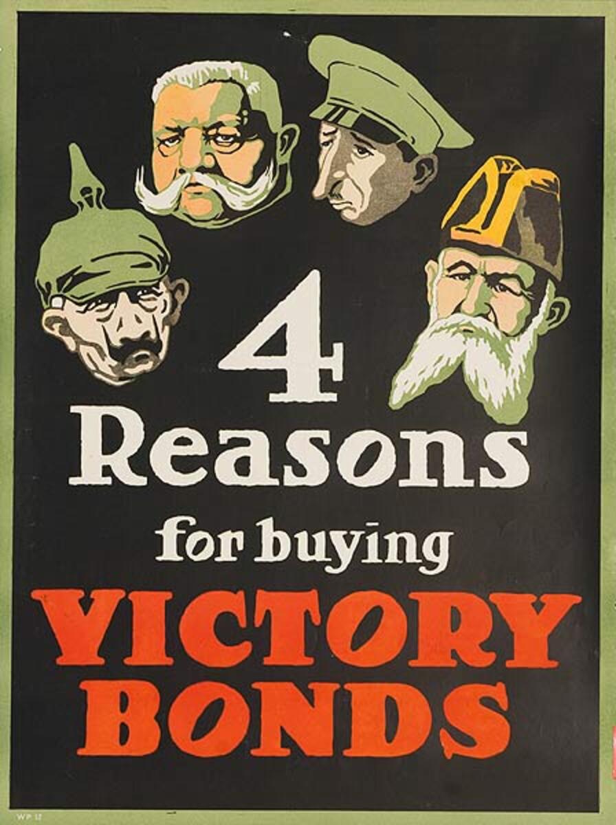 4 Reasons For Buying Victory Bonds Original Canadian WWI Poster