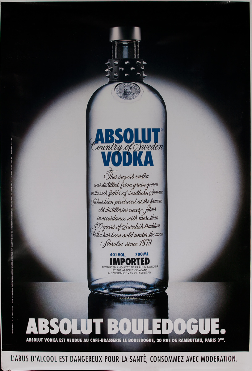 Absolut Vodka Original Advertising Poster Bouledogue