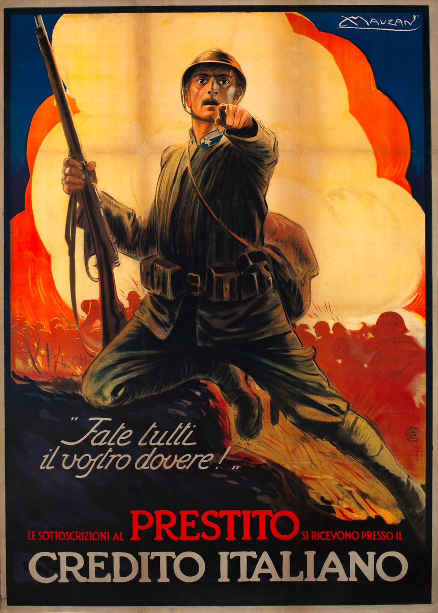 Prestito Credito Italiano Original WWI Italian Bond Poster