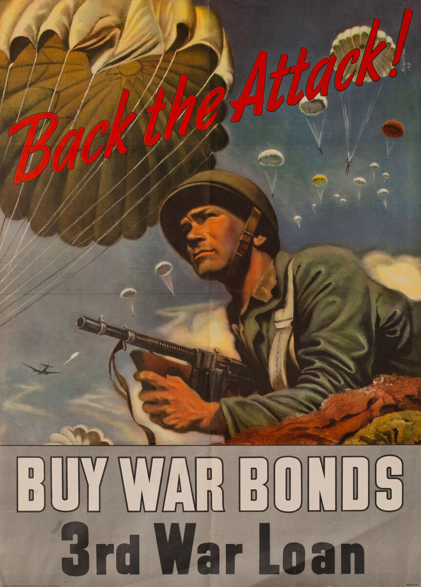 Back The Attack Original American WWII Bond Poster