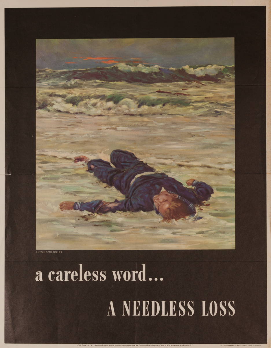 A Careless Word A Needless Loss Original WWII Poster
