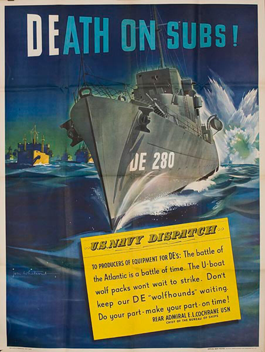 Death on Subs Original WWII Homefront Production Poster