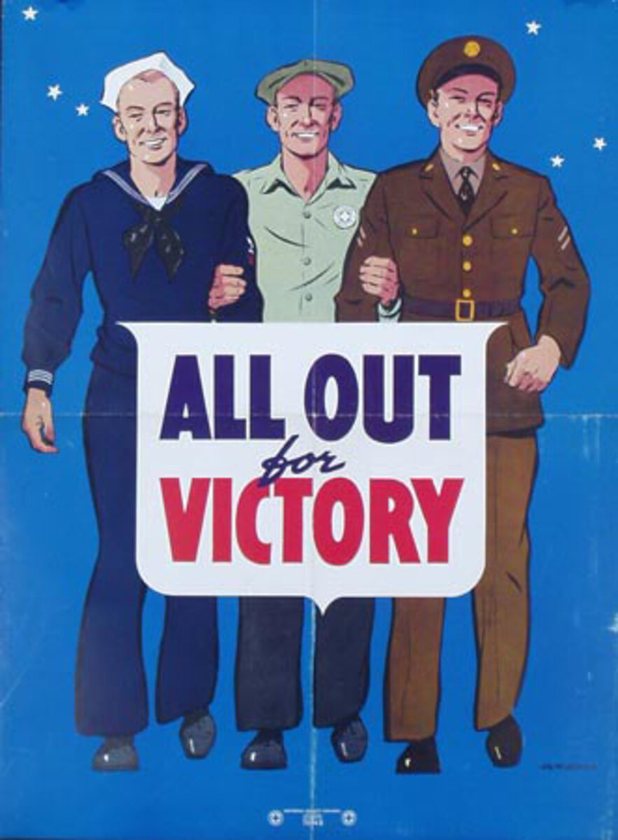 All Out Victory Original Vintage World War II Poster