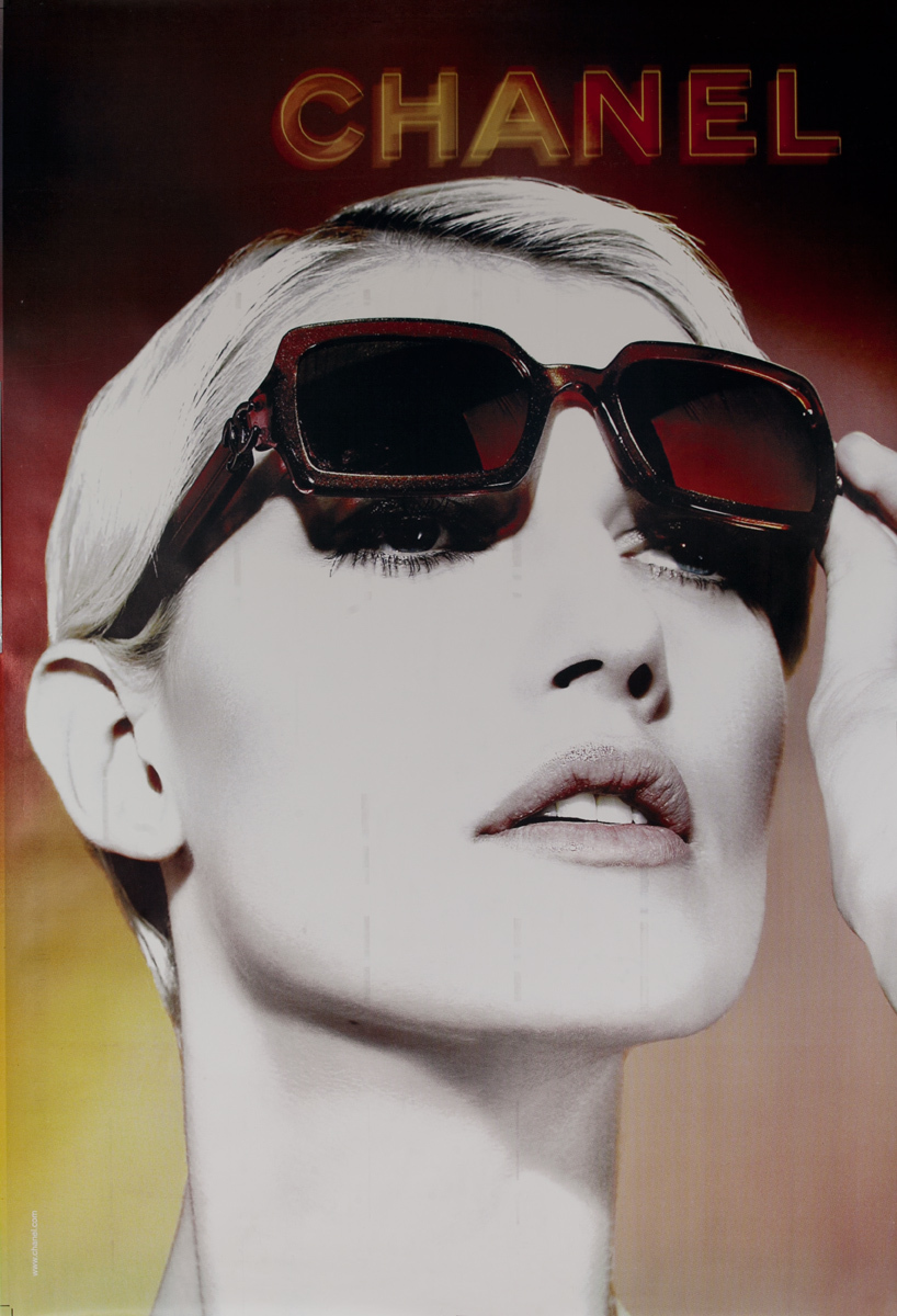 Chanel Sunglasses Original Vintage Advertising Poster Red