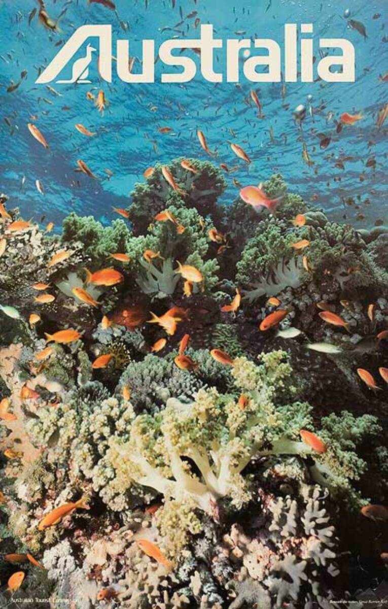 Australian Tourist Board Original Travel Poster Barrier Reef Underwater