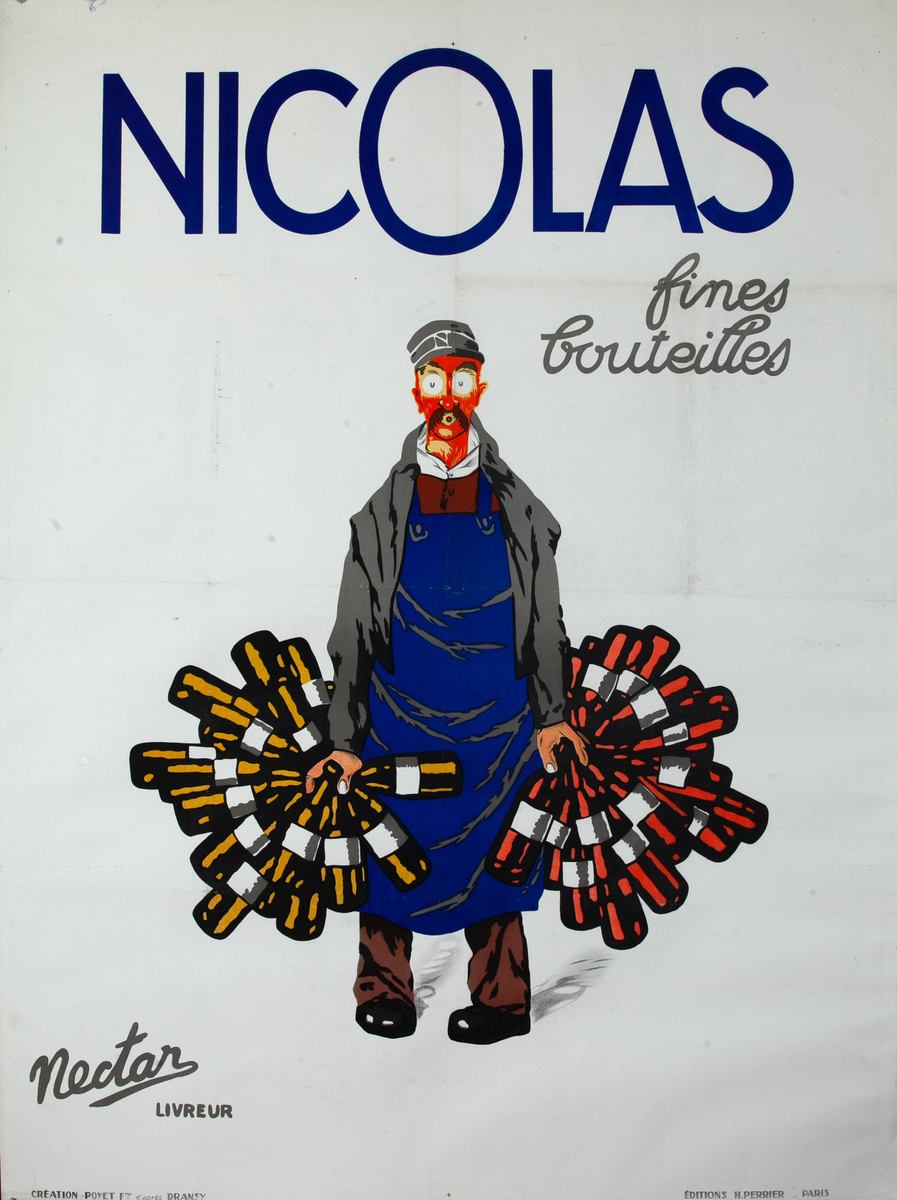 Nicolas Fines Bouteilles Original French Wine Shop Poster