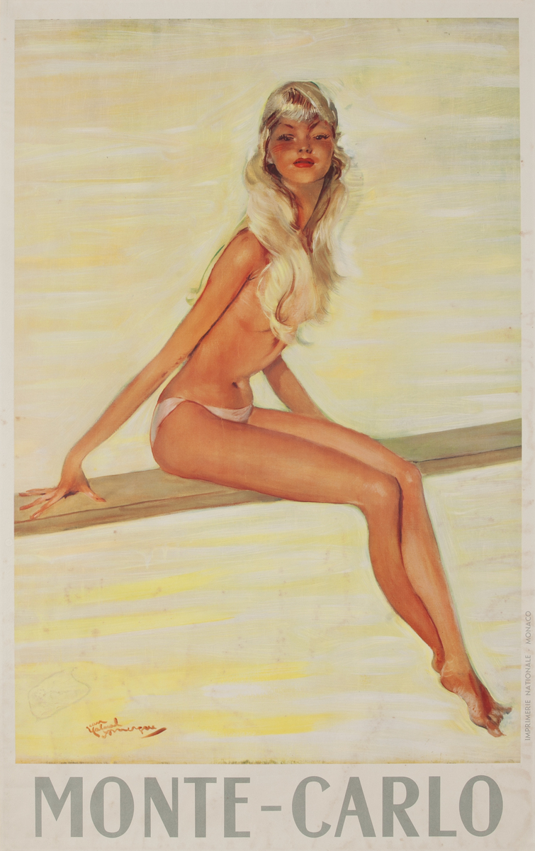 Monte Carlo Travel Poster Blonde on Diving Board