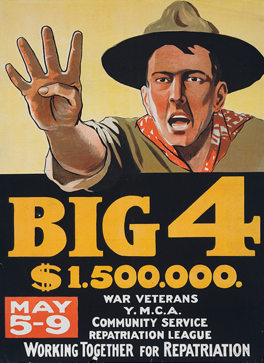 Big 4 Original Canadian WWI Rundraiser Poster, Soldier