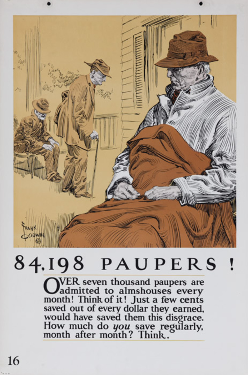 Original 1920s Bank Finance Poster 84,198 Paupers!