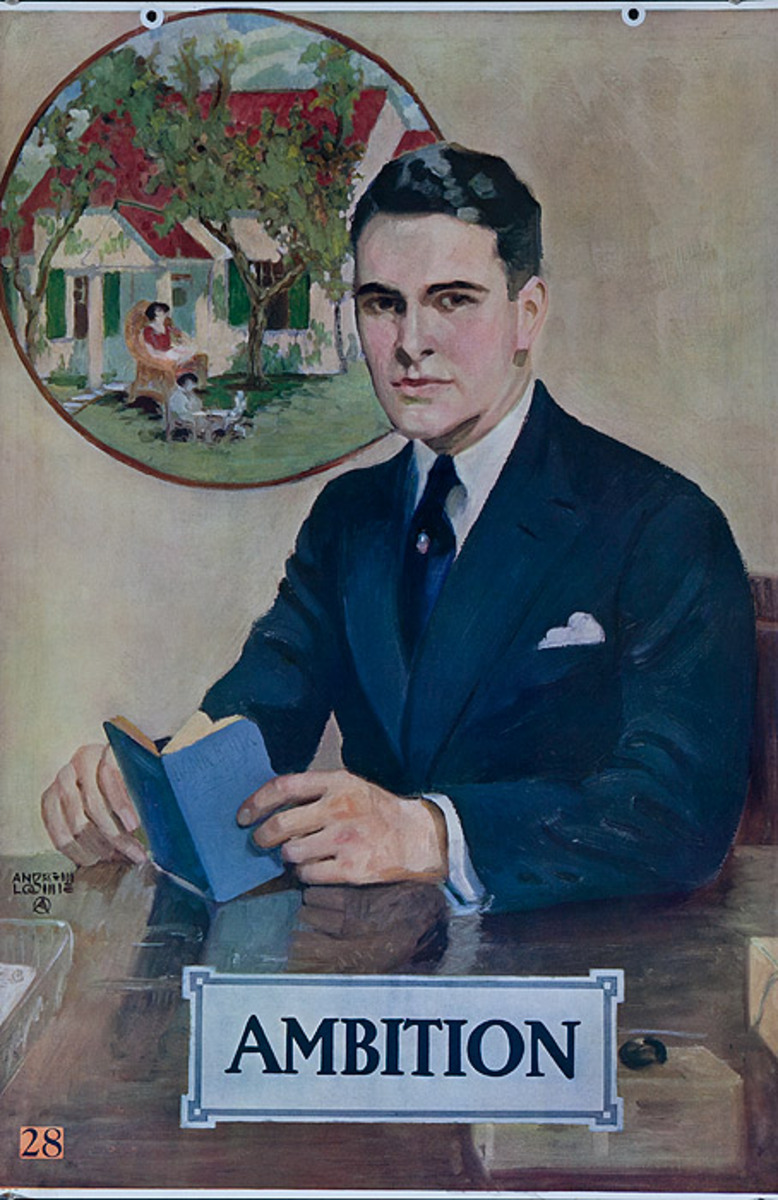 Original 1920s Bank Finance Poster Ambition