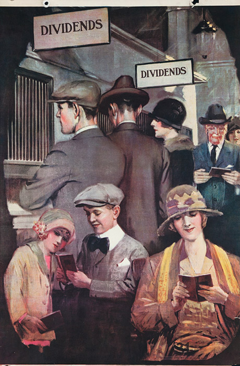 Original 1920s Bank Finance Poster Dividends