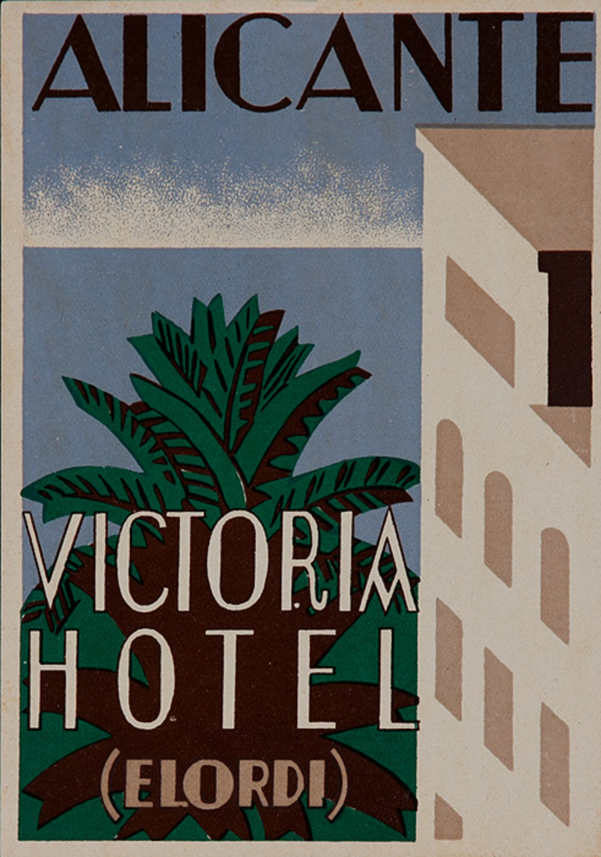 Alcante Victoria Hotel Spain Original Luggage Label