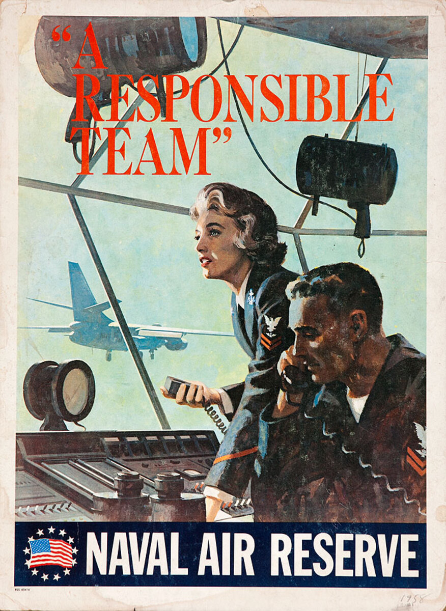 A Responsible Team Original Korean War Naval Reserve Recruiting Poster