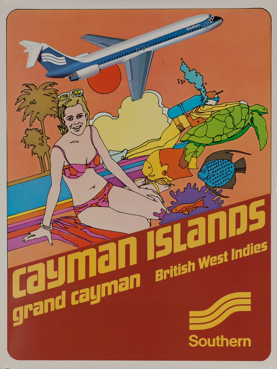 Southern Airways Travel Poster Cayman Islands