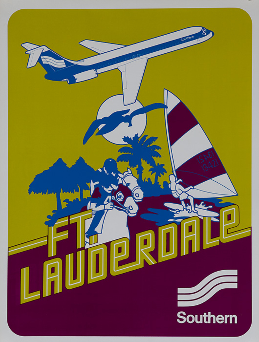 Southern Airways Original Travel Poster Ft Lauderdale