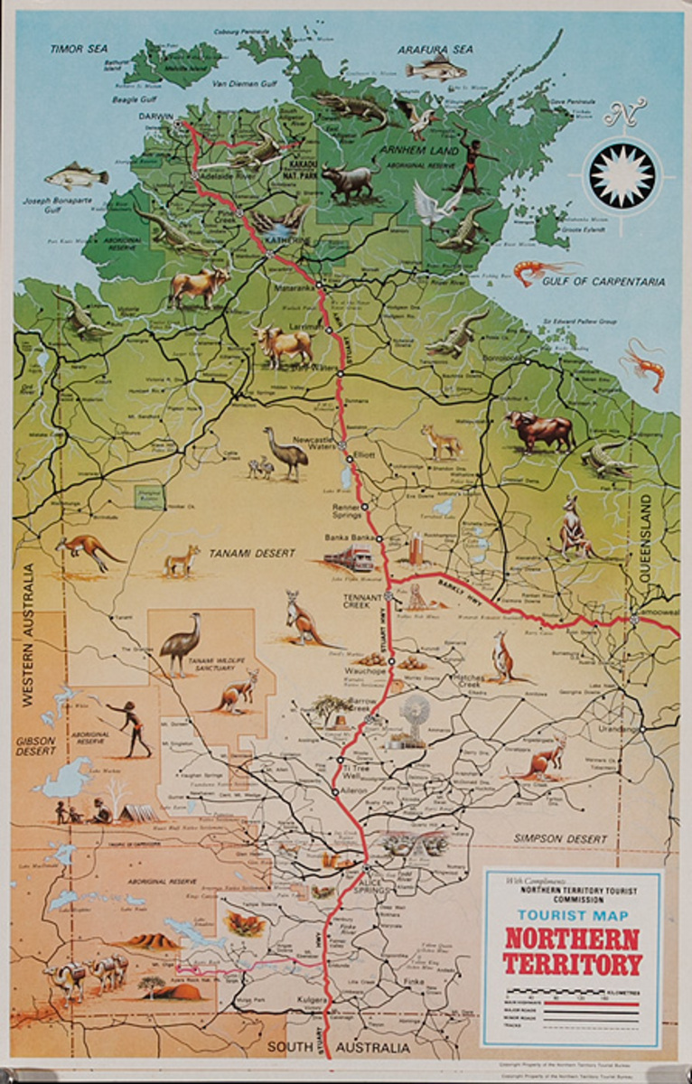 Australian Northern Territories Original Travel Map Poster